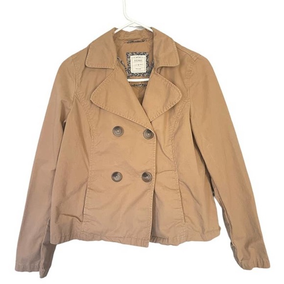 Old Navy Jacket Womens Small Camel Cropped Button Front Double Breasted - Picture 1 of 4
